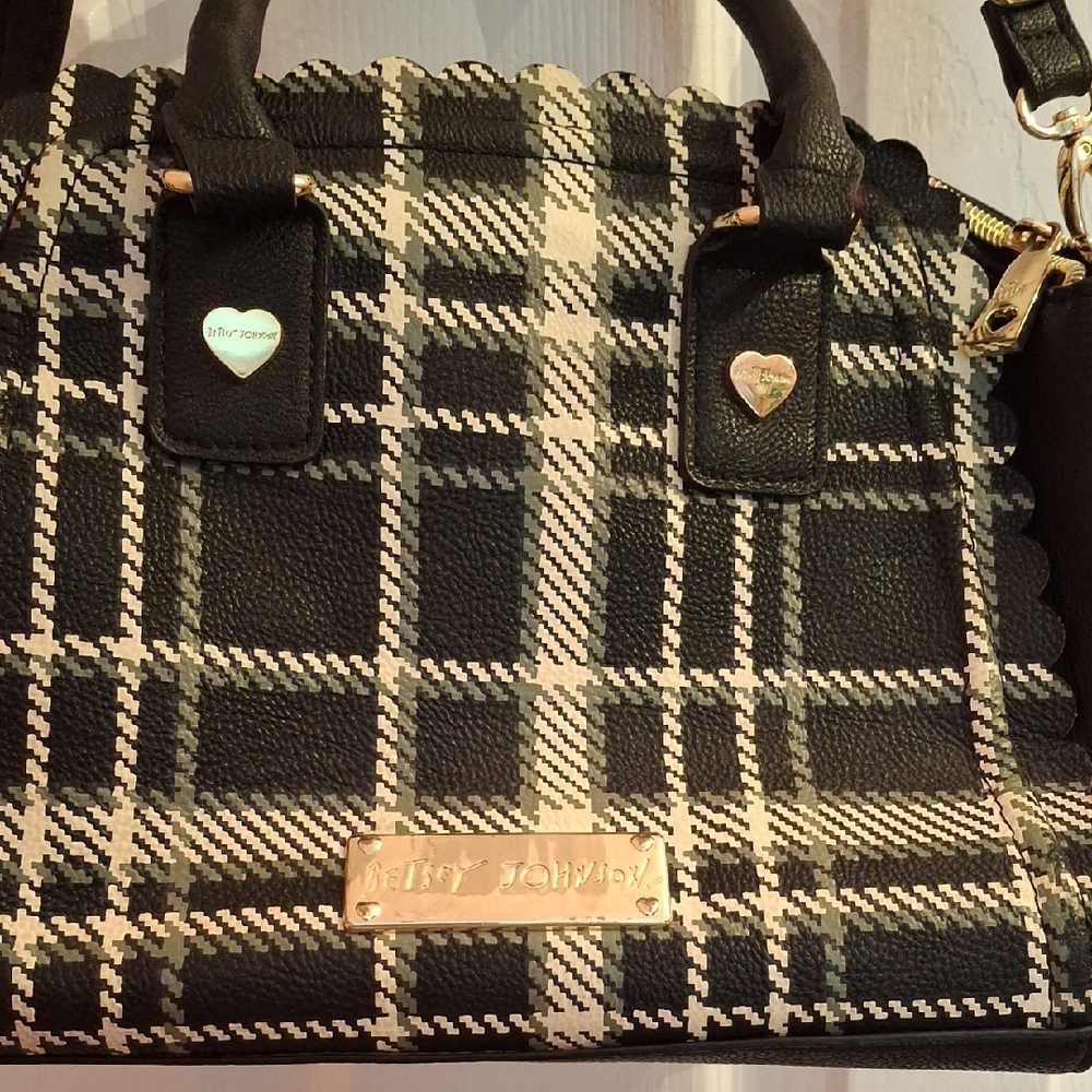 Betsey Johnson Checkered Black and White  Satchel